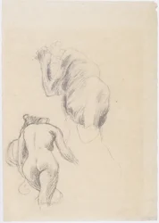 Female Nude from Behind, Desperate Old Man